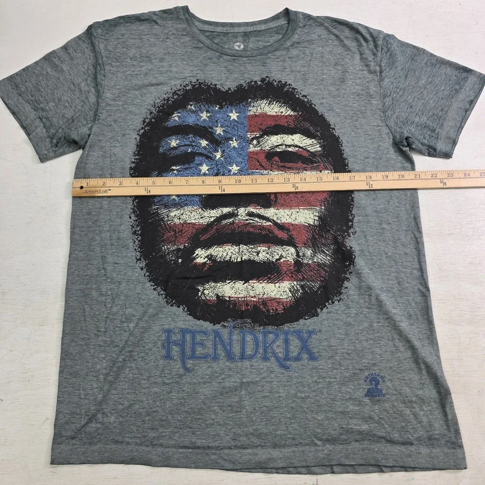 Liquid Blue Jimi Hendrix‎ USA Flag Soft Lite T-Shirt Paper Thin Men's Sz L EUC